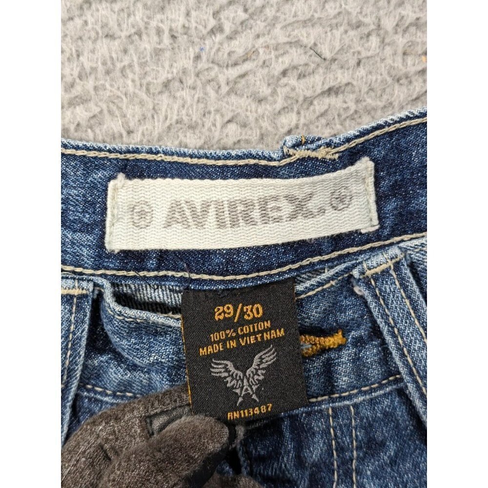 Avirex Jeans Mens 29x30 (Actual 27.5x29) Blue White Fade Wash Bleach - Picture 3 of 16